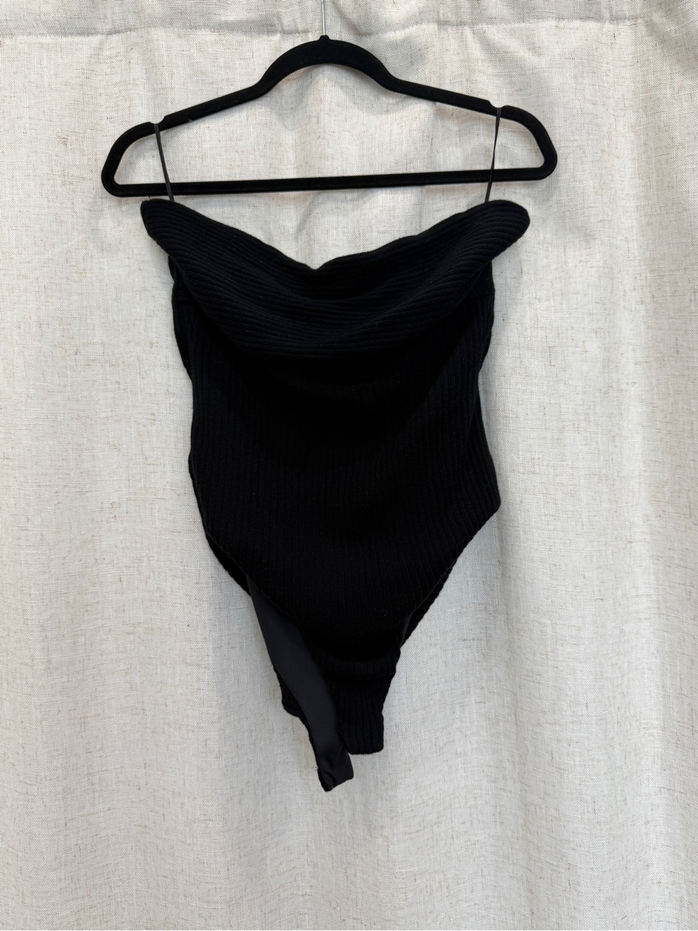 Johanna Ortiz Black Knit Ribbed Bodysuit
